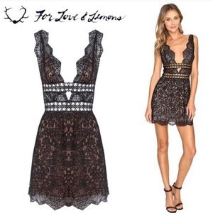 For Love and Lemons Mon Cheri Black Lace Dress xs
